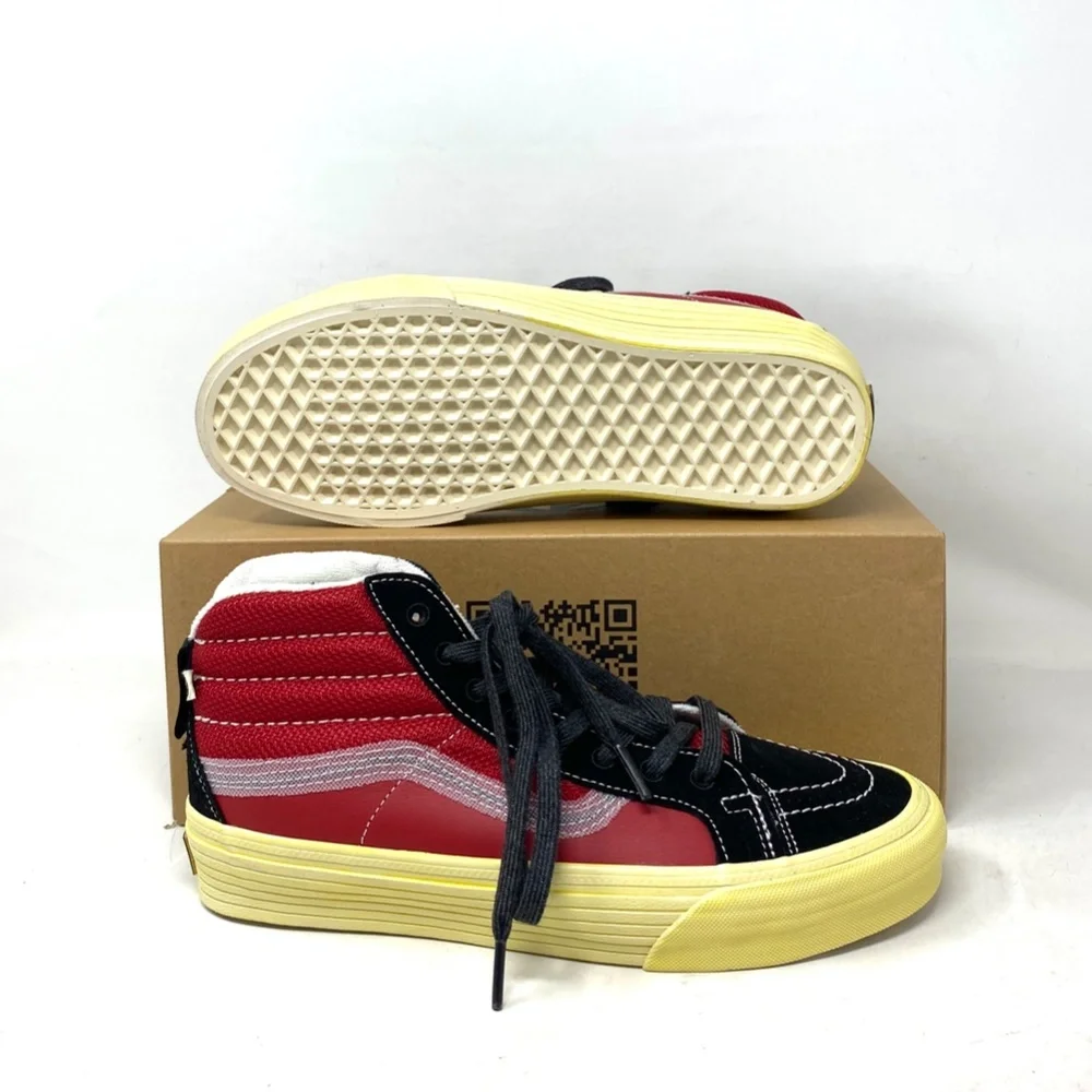 VANS Sk8-Hi Notchback Split VR3 Shoes Women Leather Red Black Canvas VN0A5FBH458